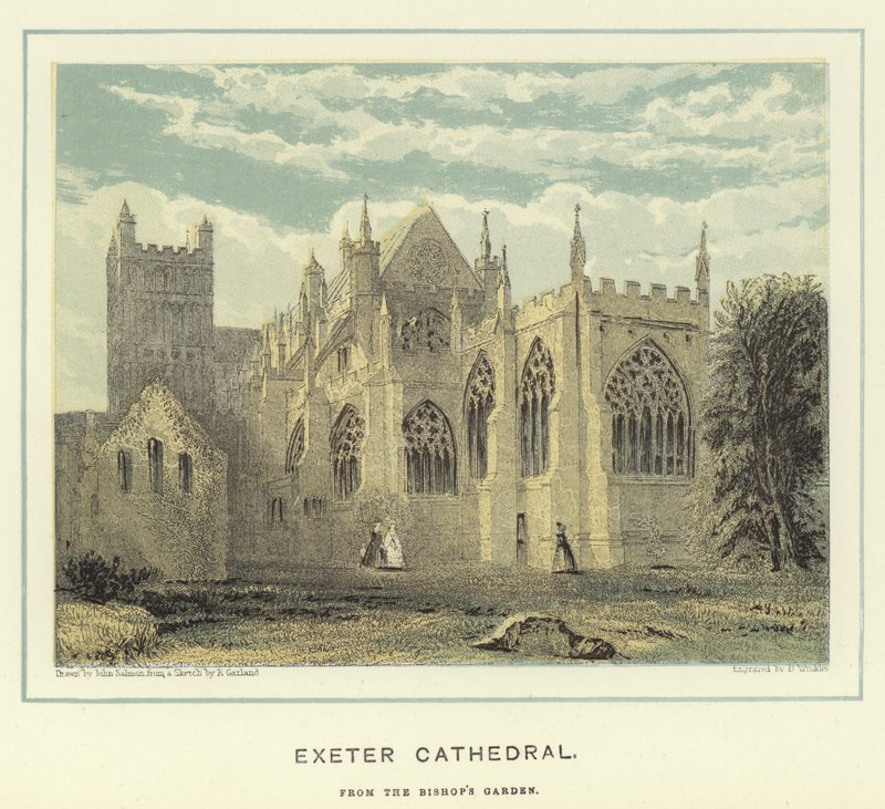 Exeter Cathedral, från biskopens trädgård av John Francis Salmon