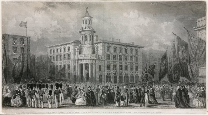 New Coal Exchange, Thames Street, vid invigningsceremonin 1849. av John Francis Salmon
