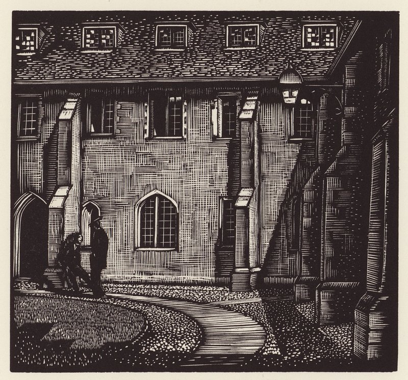 Cambridge: Corpus Christi, Old Court (träsnitt) av John Frederick Greenwood