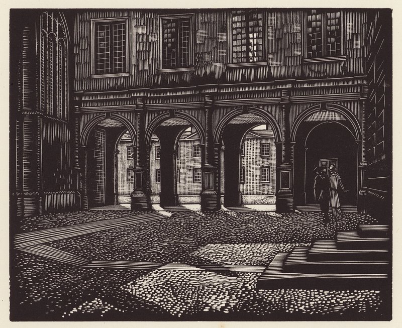 Cambridge: Peterhouse (träsnitt) av John Frederick Greenwood