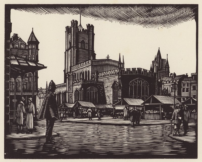 Cambridge: The Market (träsnitt) av John Frederick Greenwood
