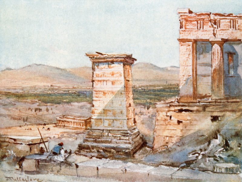Aten. Monumentet Agrippa och Pinacotheca av John Fulleylove