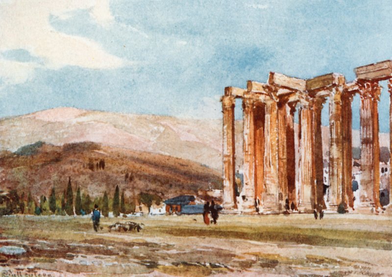 Kolumner av Temple of Olympian Zeus från nordväst av John Fulleylove