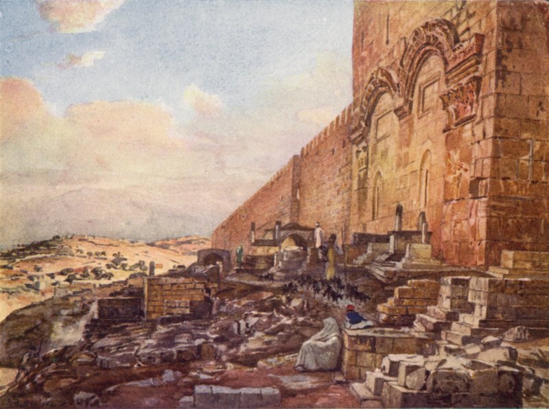 Jerusalem, utsidan av den gyllene eller vackra porten av John Fulleylove