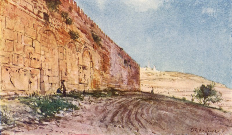 Jerusalem, Tempelområdets trippelport (färg litho) av John Fulleylove