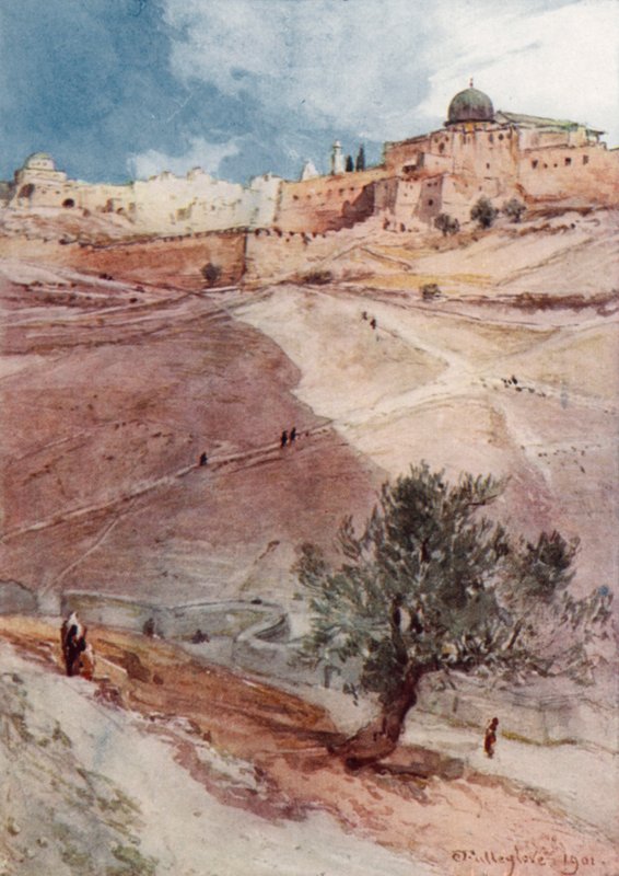 Jerusalems södra mur, från norra änden av byn Siloam av John Fulleylove