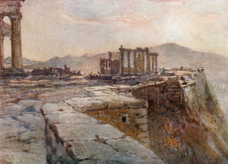 Solnedgång från nordöstra hörnet av Akropolis av John Fulleylove