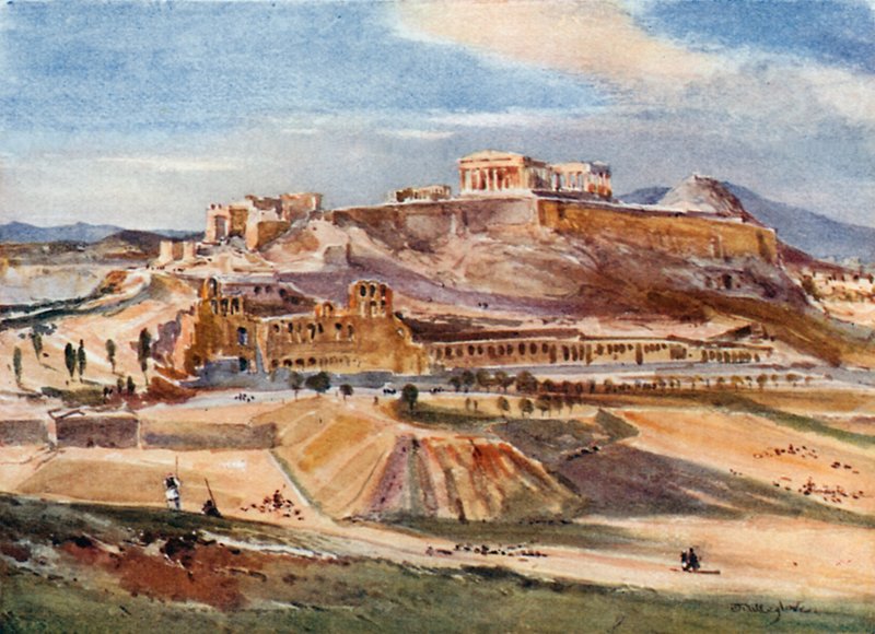 Akropolis fra bunden af Philopappus Hillswed av John Fulleylove