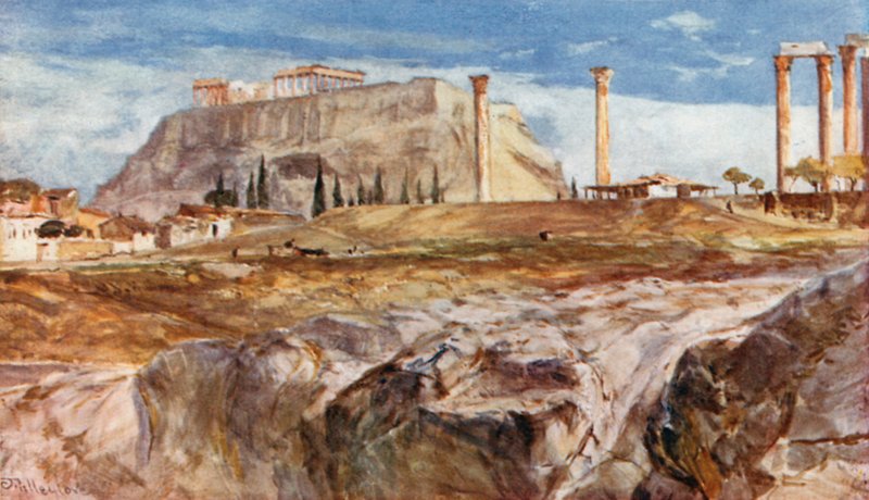 Akropolis med Kallirrhoe i förgrunden av John Fulleylove