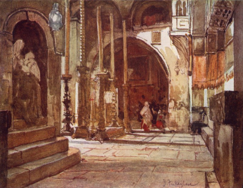 Smörjelsestenen, från korsfararkyrkans ambulatorium (färg litho) av John Fulleylove