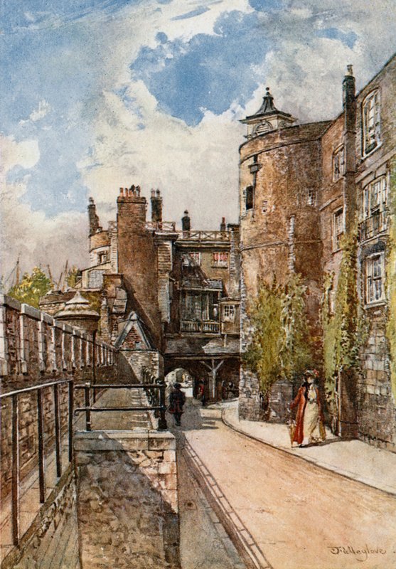 Byward och Bell Towers, med kungens hus till höger av John Fulleylove