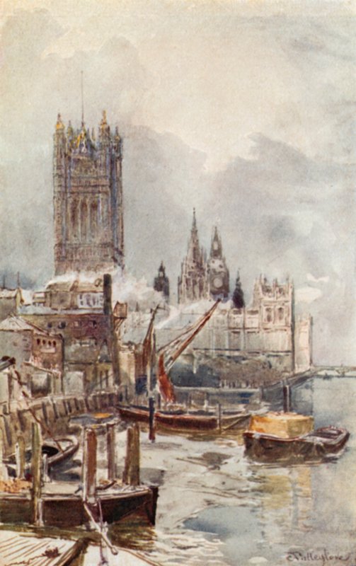The New Houses of Parliament, från floden av John Fulleylove