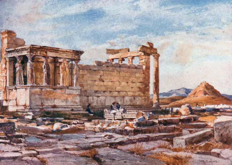 Den södra sidan av Erechtheum, med grunderna till Athena Polias tidigare tempel av John Fulleylove