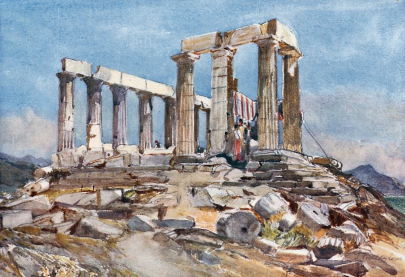 Athenas tempel vid Sunium från norr av John Fulleylove