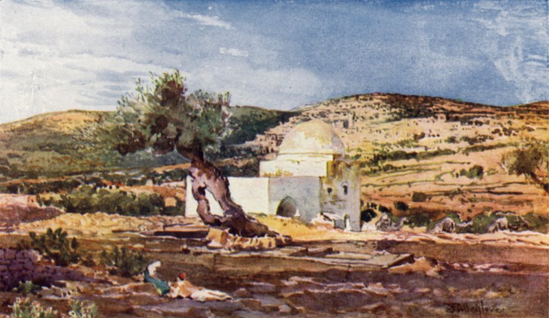 Rakels grav, på vägen från Jerusalem till Hebron (färg litho) av John Fulleylove