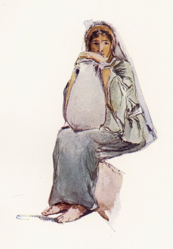 Vattenbärare, sittande figur, Jerusalem av John Fulleylove