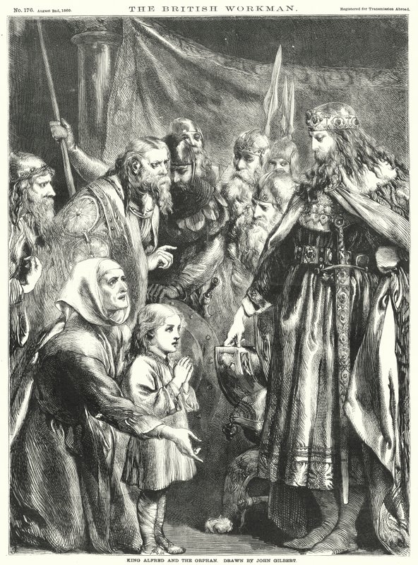 Kung Alfred och den föräldralösa (gravyr) av John Gilbert
