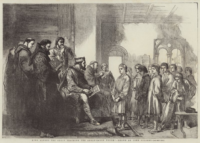 Kung Alfred den store undervisade den anglosaxiska ungdomen av John Gilbert