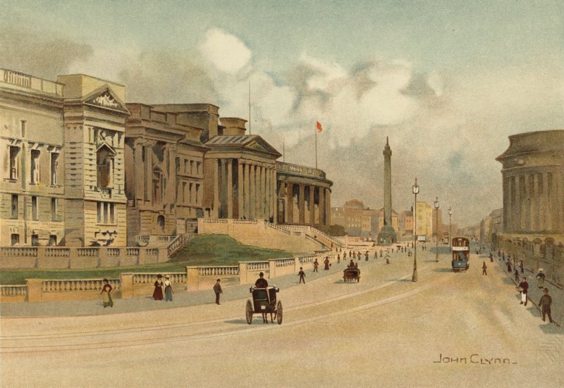 Liverpool: William Brown Street, Technical School, Museum and Free Library (lito i färg) av John Glynn