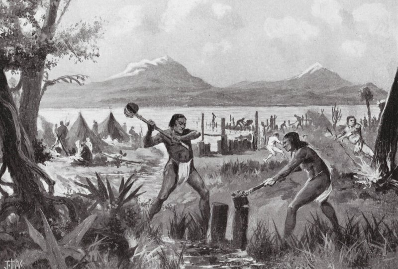 Stiftelsen för staden Mexiko (litografi) av John Harris Valda