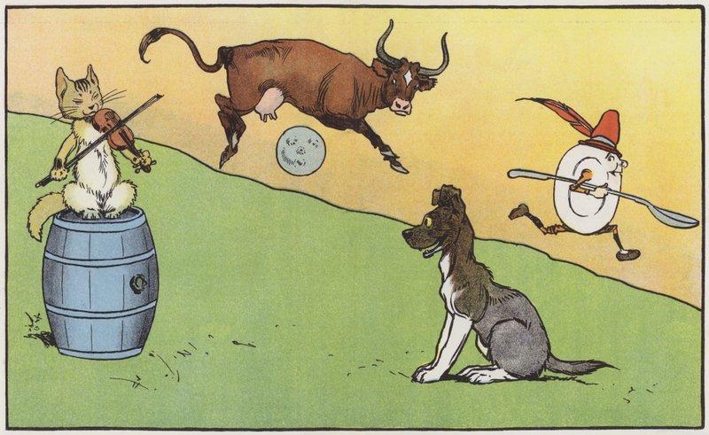 Den lilla hunden skrattade för att se en sådan sport (färg litho) av John Hassall