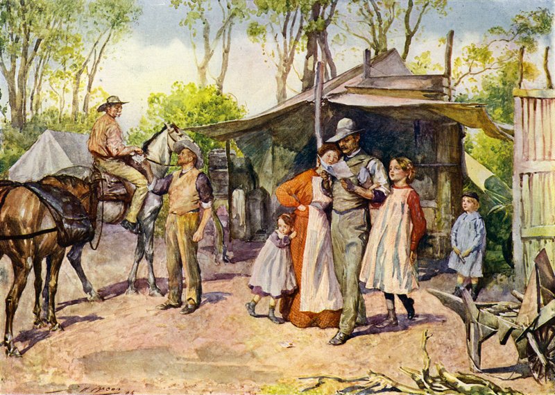Leverera bokstäver i den australiska busken (färg litho) av John Henry Frederick (after) Bacon