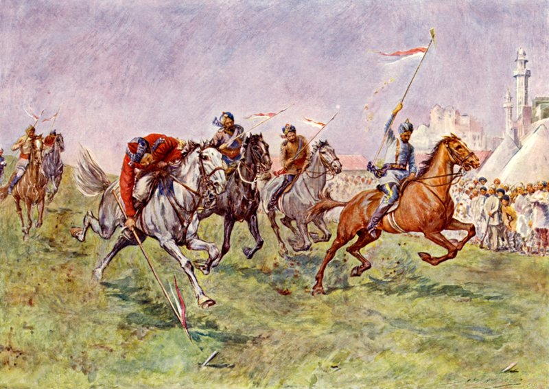 Tältpinning i Indien (färg litho) av John Henry Frederick (after) Bacon