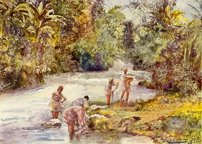 The White River, Jamaica (färg litho) av John Henry Frederick (after) Bacon