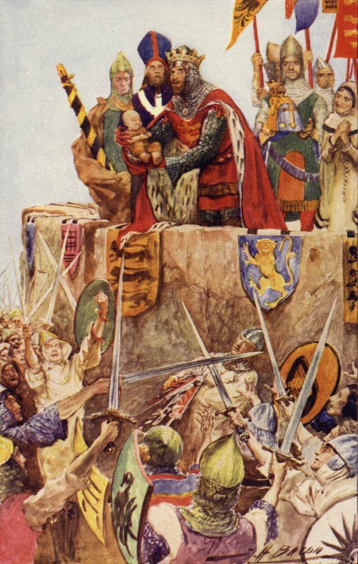 Edward I av England investerade sin nyfödda son som den första prinsen av Wales, 1301 av John Henry Frederick after Bacon