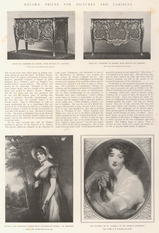 Rekordpriser för bilder och skåp av John Hoppner