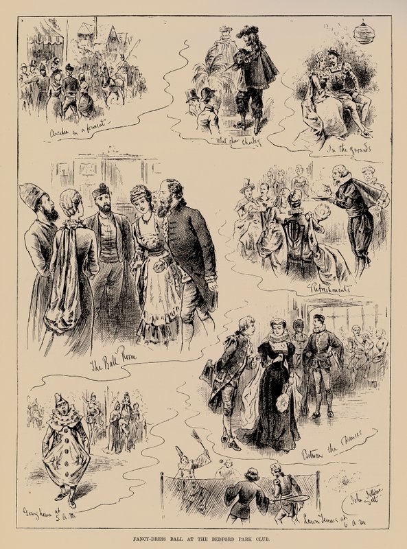 Maskeradbal på Bedford Park Club (gravyr) av John Jellicoe