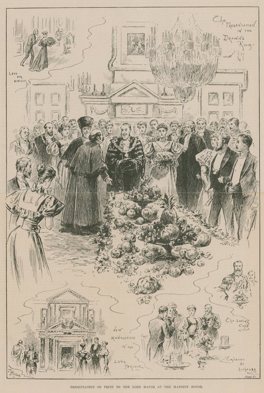Presentation av frukt till överborgmästaren på Mansion House av John Jellicoe