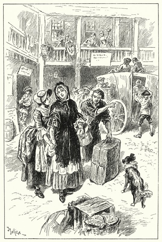 Coachen på Old Angel Inn (litho) av John Jellicoe