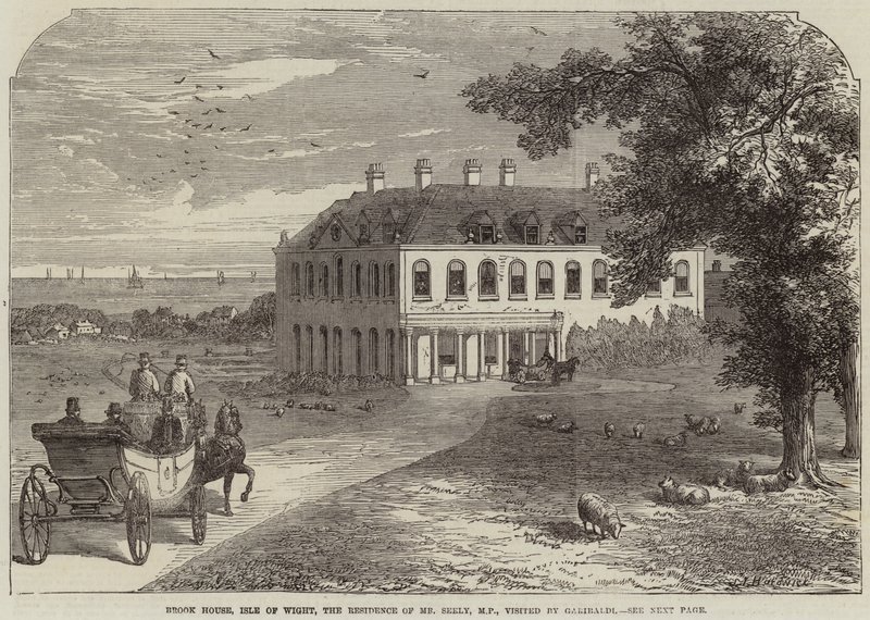Brook House, Isle of Wight, bostad för Mr Seely, MP, besökt av Garibaldi av John Jessop Hardwick