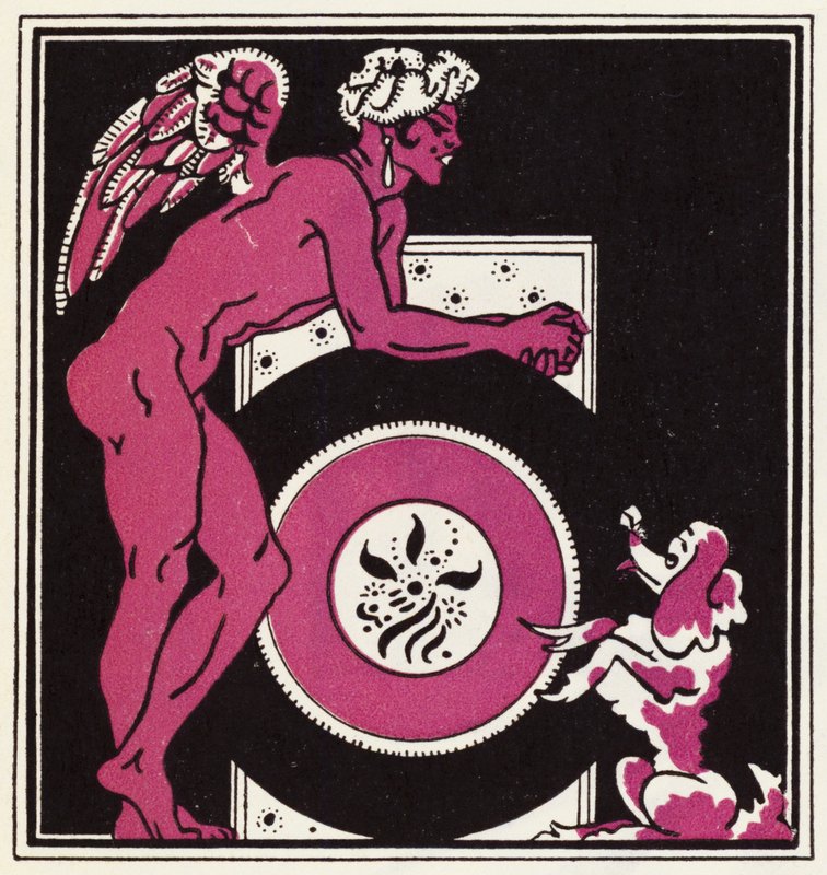 Utsmyckning till historien om Aladdin och den underbara lampan (litho i färg) av John Kettelwell