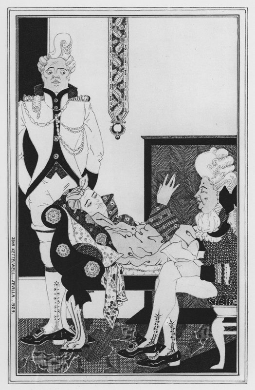 Illustration för Love for Love av William Congreve (litho) av John Kettelwell