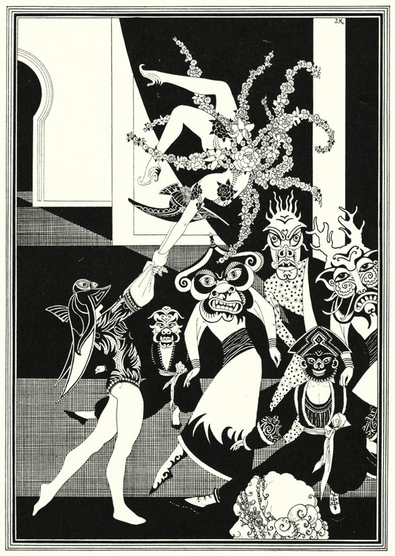 Illustration till historien om Aladdin och den underbara lampan (litho) av John Kettelwell