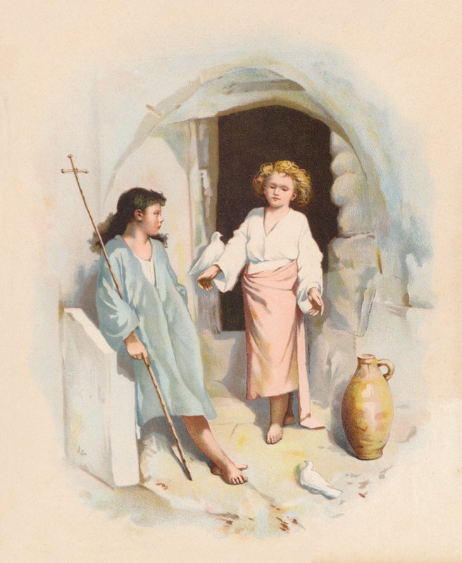 Kristus och S:t Johannes (färglitografi) av John Lawson