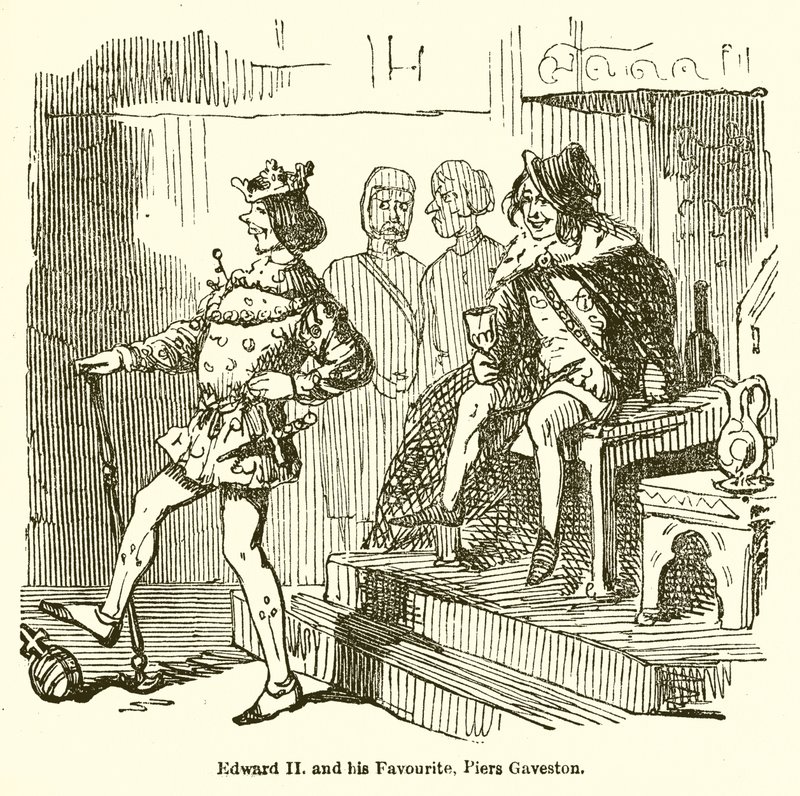 Edward II och hans favorit, Piers Gaveston av John Leech