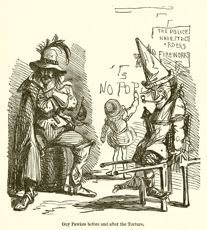 Guy Fawkes före och efter tortyren av John Leech