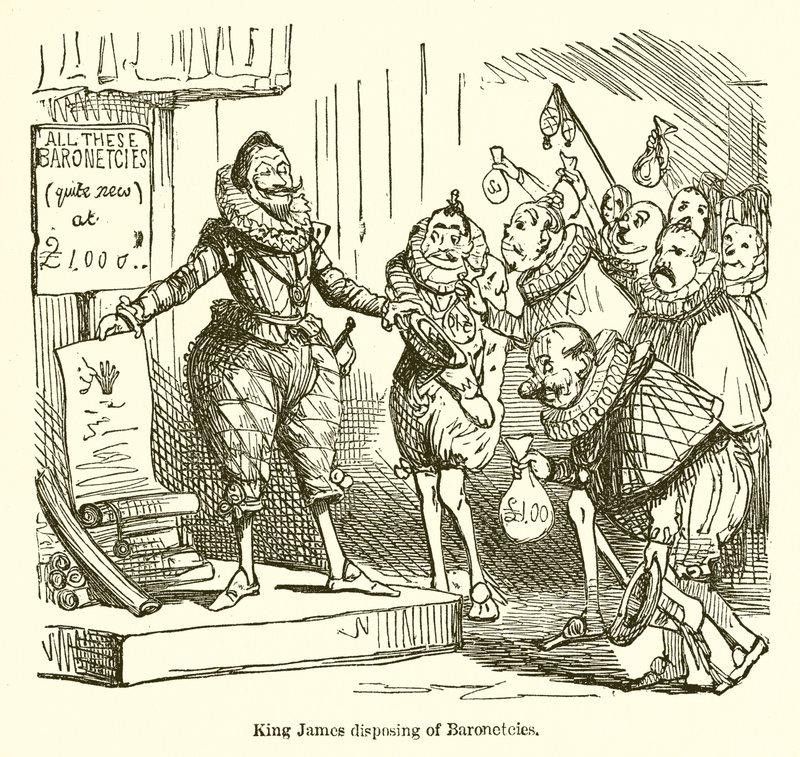 King James gör sig av med baronetiteter av John Leech