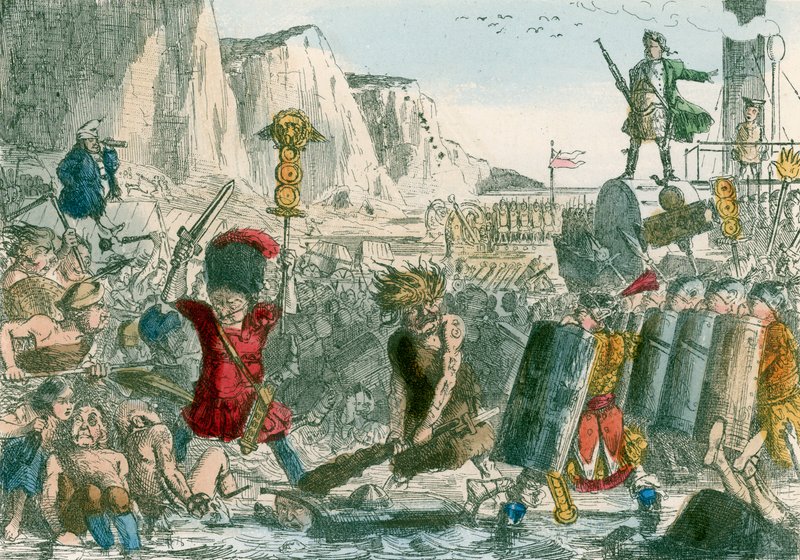Landstigning av Julius Caesar av John Leech