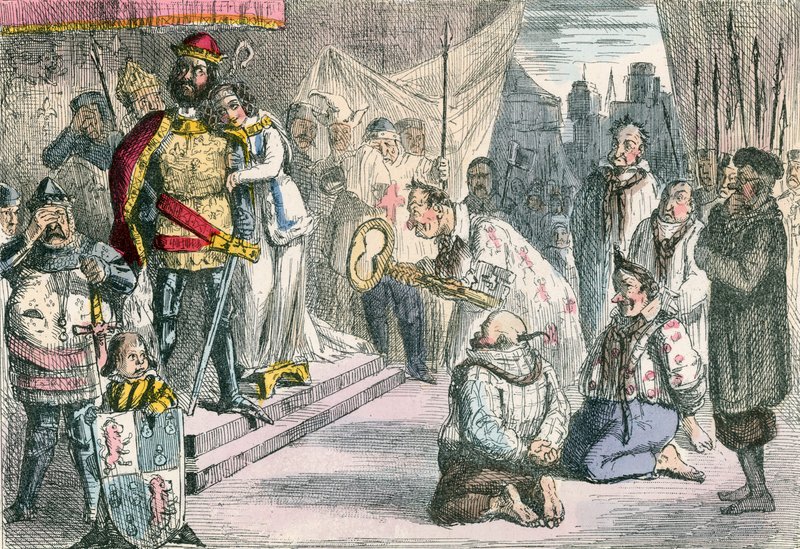 Drottning Philippa går i förbön med Edward III för de sex borgarna i Calais av John Leech
