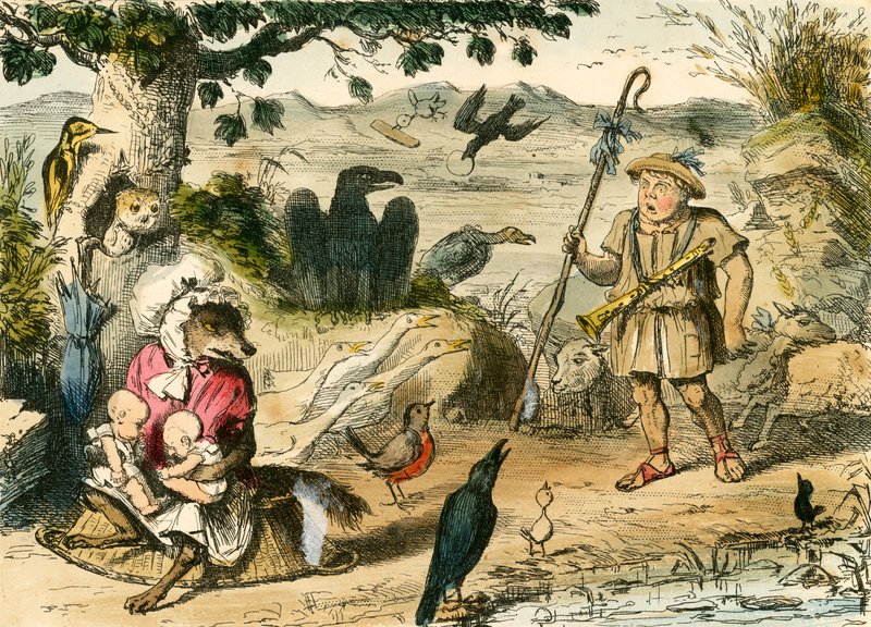 Romulus och Remus upptäcktes av en vänlig herde av John Leech