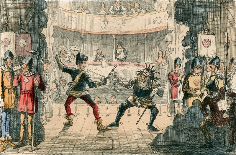 Slaget vid Bosworth, en scen i historiens stora drama av John Leech