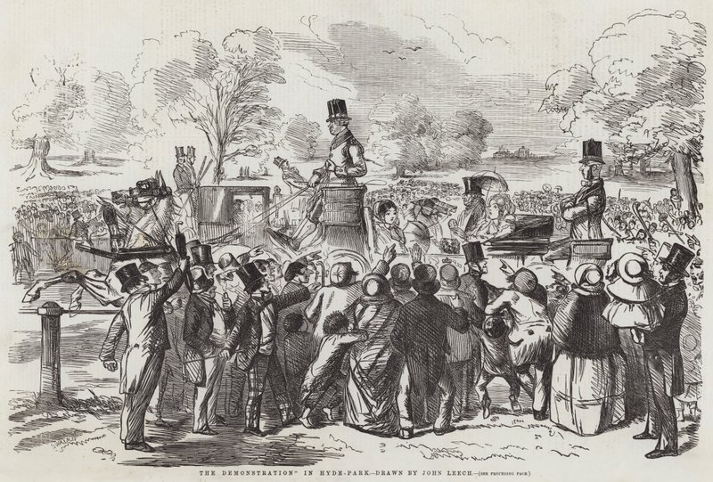 Demonstrationen i Hyde-Park av John Leech