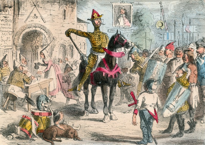 William inspekterar volontärerna före invasionen av England av John Leech