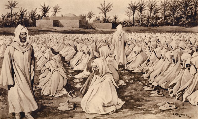 Muhammedaner i bön (litografi) av John Macfarlane