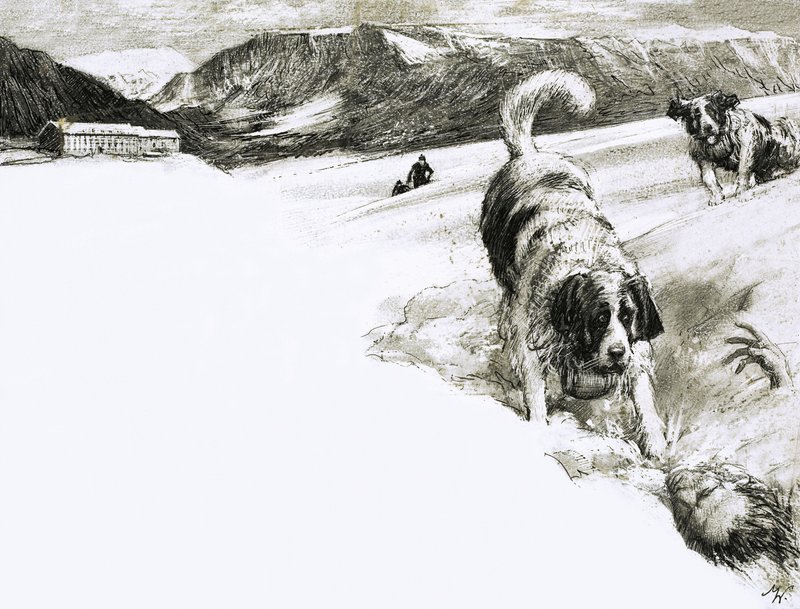 Så det är därför... Dessa bergshundar kallas för Sankt Bernhardshundar av John Millar Watt