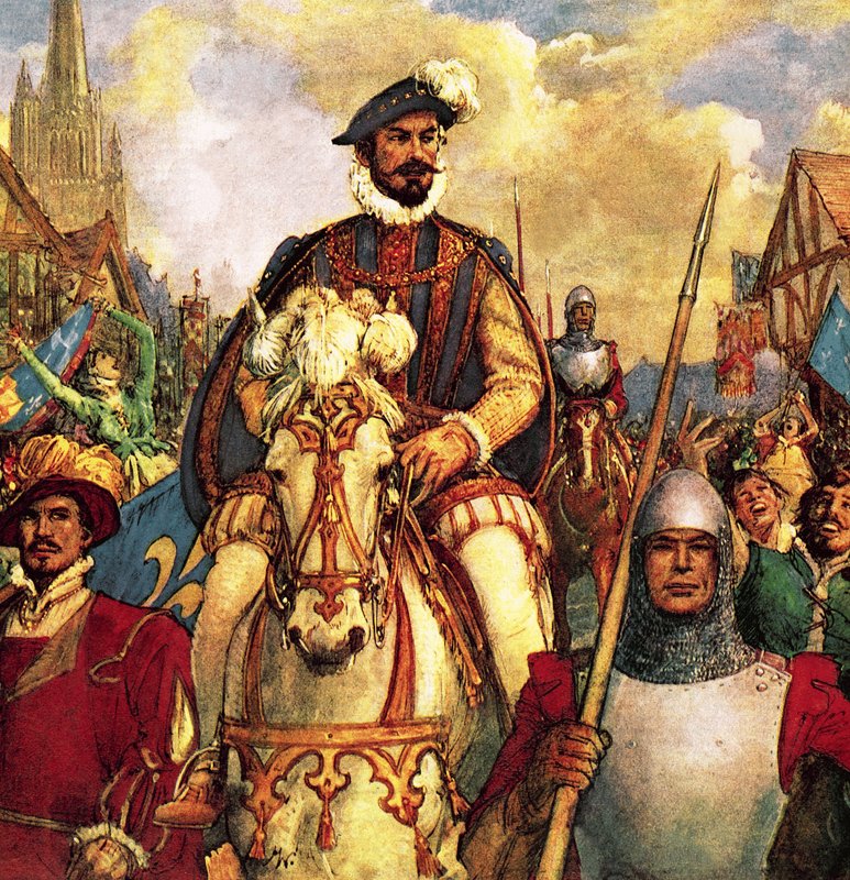 Hertigen av Guise återvänder till Paris i triumf år 1588 efter att ha besegrat de franska protestantiska rebellerna. av John Millar Watt